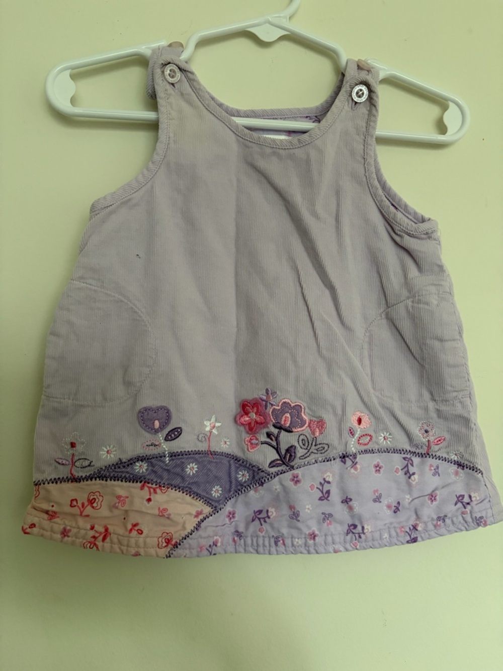 Y2K Corduroy Jumper Dress Floral Embroidered Cottagecore Pinafore Baby Girl